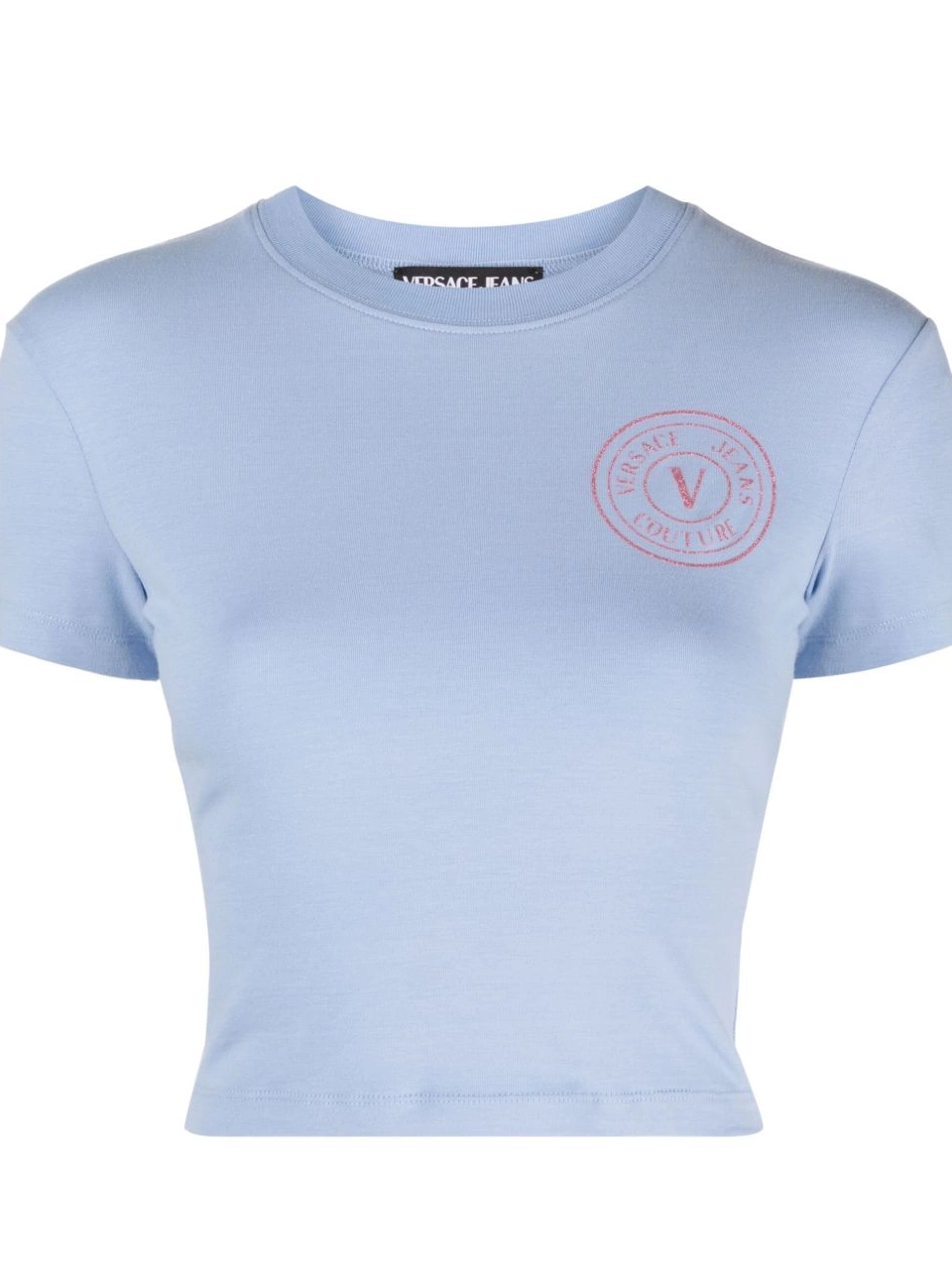 Affordable glitter-logo Versace Couture Jeans T-shirt Women cropped cotton 0811